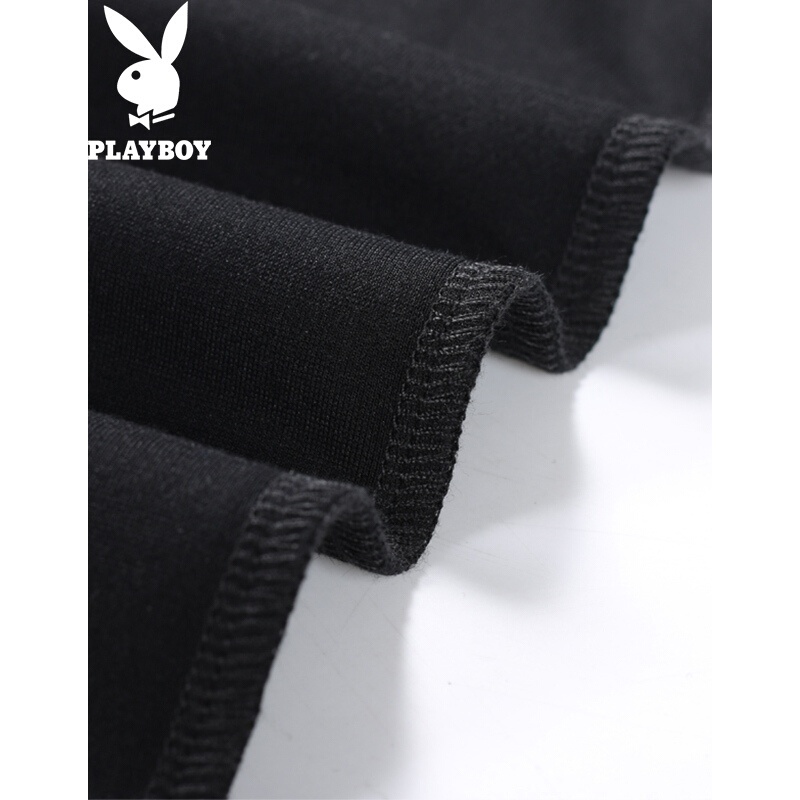 花花公子(PLAYBOY)卫衣男秋季新款黑色男士长袖青年时尚简约上衣修身百搭黑色