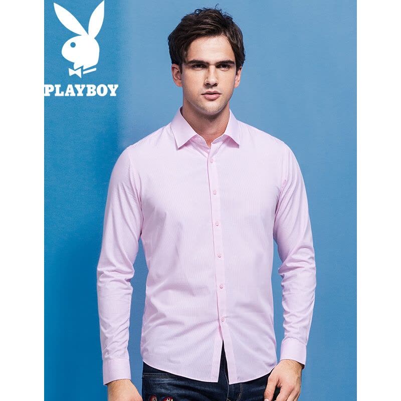 花花公子(PLAYBOY)秋季新款休闲商务修身潮流青年男士男士魅力长袖衬衣图片