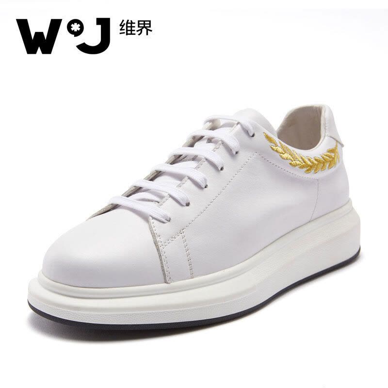 维界高贵优雅特色新款牛皮小白鞋图片