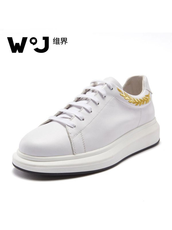 维界高贵优雅特色新款牛皮小白鞋