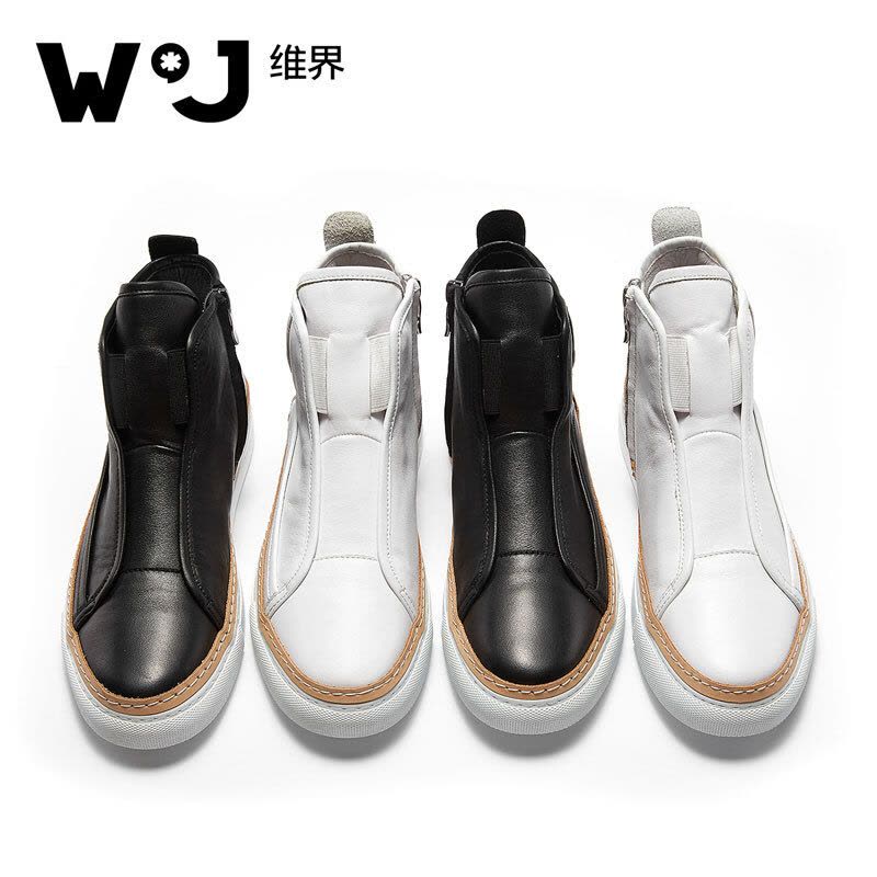 维界高帮板鞋新款韩版潮流时尚个性休闲牛皮短靴图片