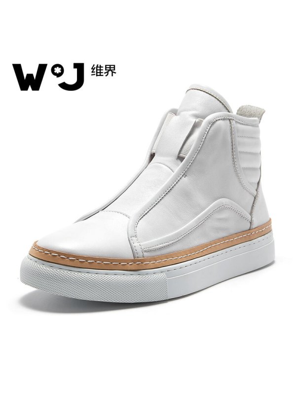维界高帮板鞋新款韩版潮流时尚个性休闲牛皮短靴