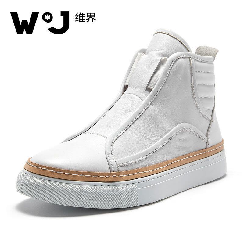 维界高帮板鞋新款韩版潮流时尚个性休闲牛皮短靴图片