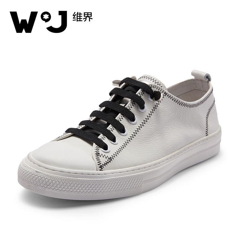 维界韩版潮流百搭运动休闲鞋牛皮小白鞋图片