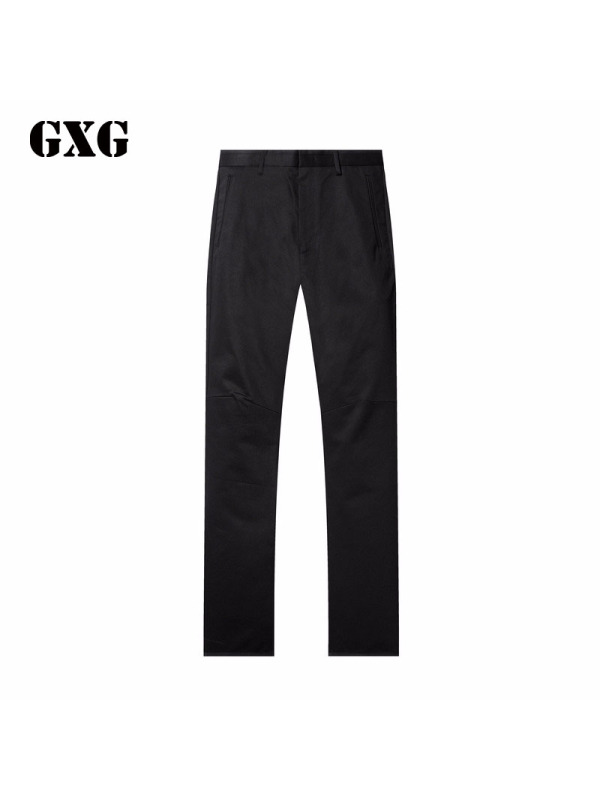GXG休闲裤男装冬季男士时尚潮流黑色裤子男直筒休闲裤