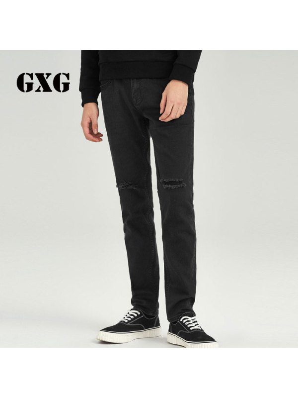 GXG牛仔裤男装春季男士都市时尚修身型休闲牛仔长裤潮