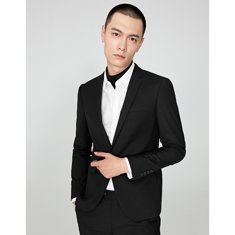 gxg西服男装春季男士都市韩版时尚气质修身型黑色单西1