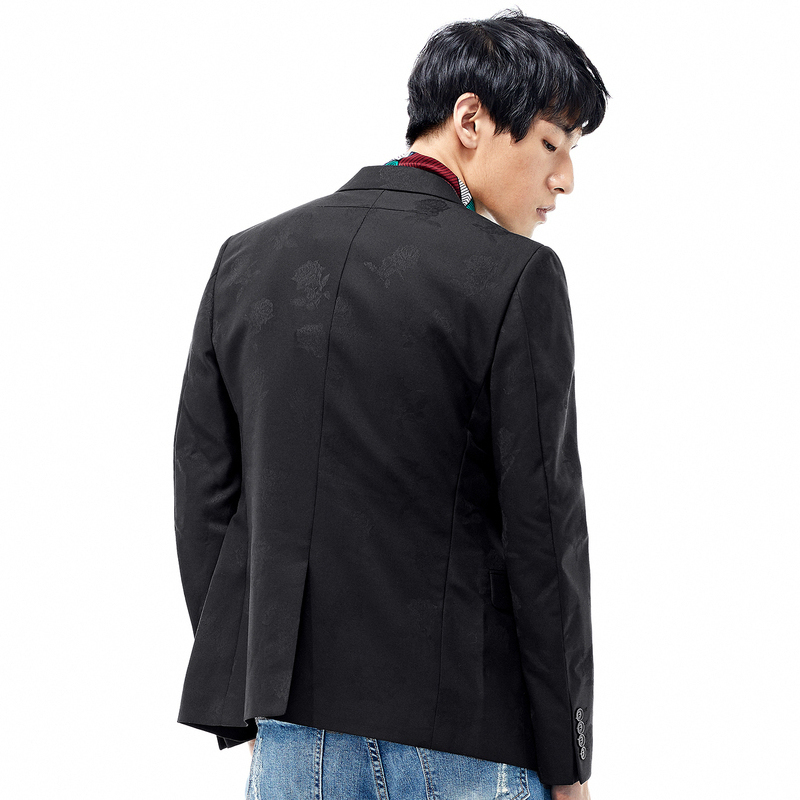 GXG西装男装冬季男士修身时尚休闲都市流行黑色西服_1