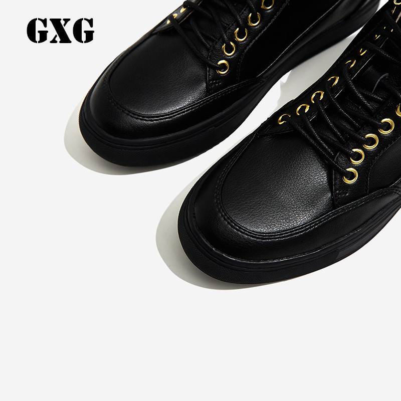 GXG男鞋冬季保暖高帮靴韩版潮鞋时尚系带休闲靴鞋子