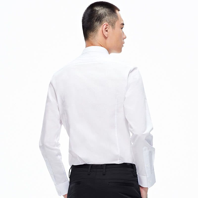 GXG长袖衬衫男 白色棉男士春季休闲暗扣新款气质白衬衫结婚图片