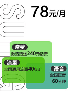 苏宁互联云卡套餐，月租98元/月，套餐内包含60GB全国流量和60分钟语音通话，赠送来显，接听免费。超出套餐部分语音0.15元/分钟，流量0.15元/MB，短信0.1元/条。（上述资费不含港澳台地区外）产品特点是流量较多。