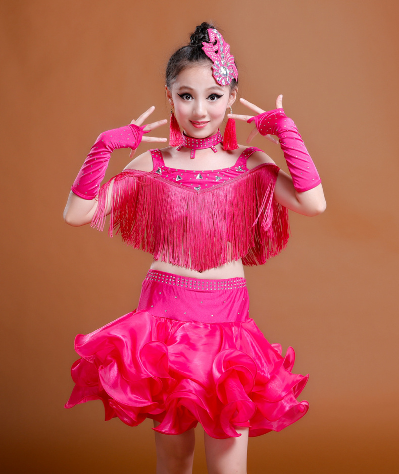 运动户外运动户外儿童拉丁舞演出服少儿女童拉丁舞裙表演比赛演出服装