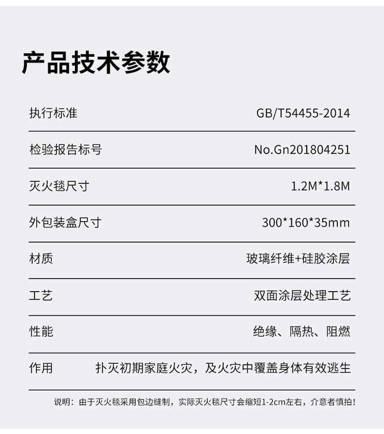 趣行硅胶灭火毯18x12m灭火器搭配用车家酒店办公楼消防安全毯隔热阻燃