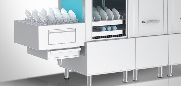 乐创lecon商用洗碗机长龙式自动化大型酒店食堂刷碗机单缸双喷淋带