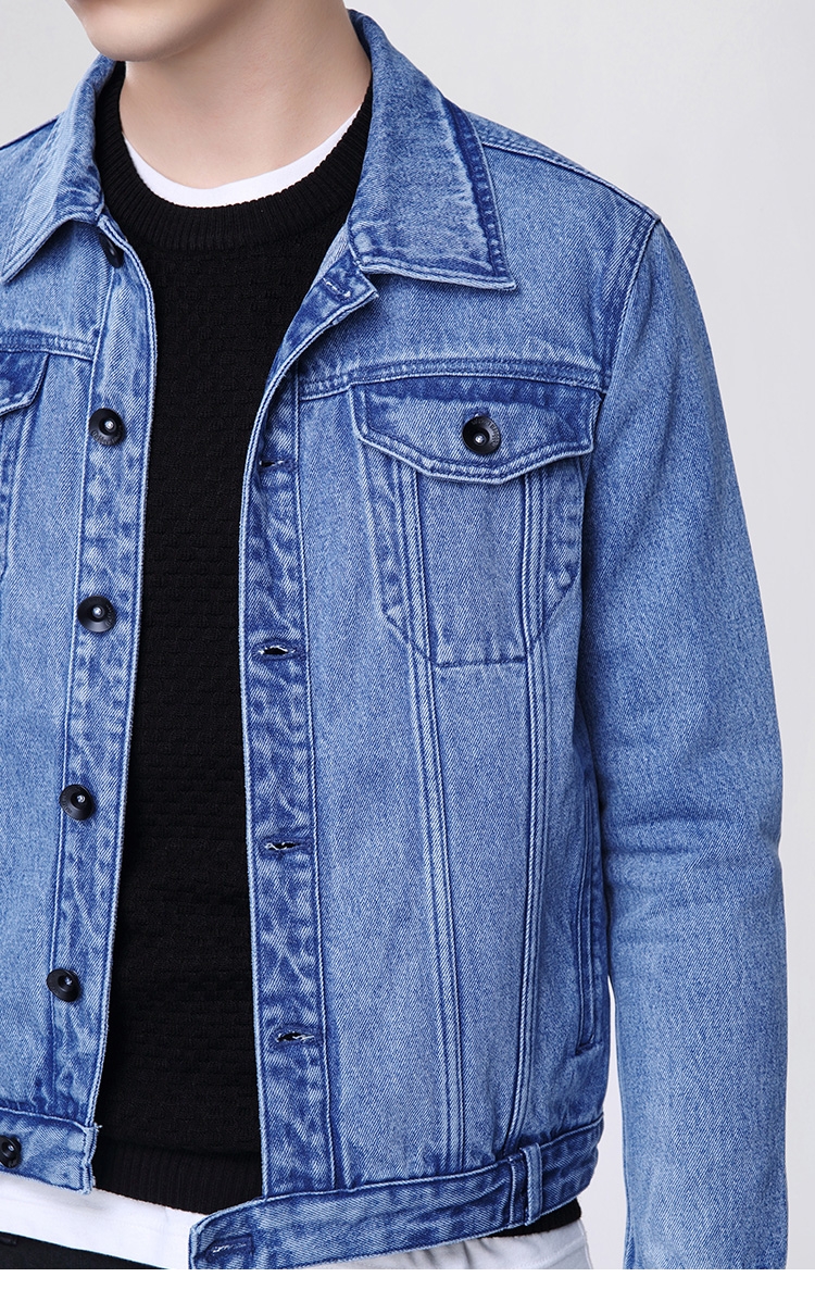 卡宾秋冬男装茄克衫休闲男士纯棉短款牛仔夹克外套e3163115006