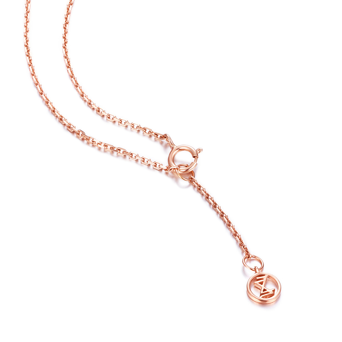 佐卡伊zocai 玫瑰18k金吊坠 钻石链牌女款钻石项链锁骨链珠宝首饰蜂巢