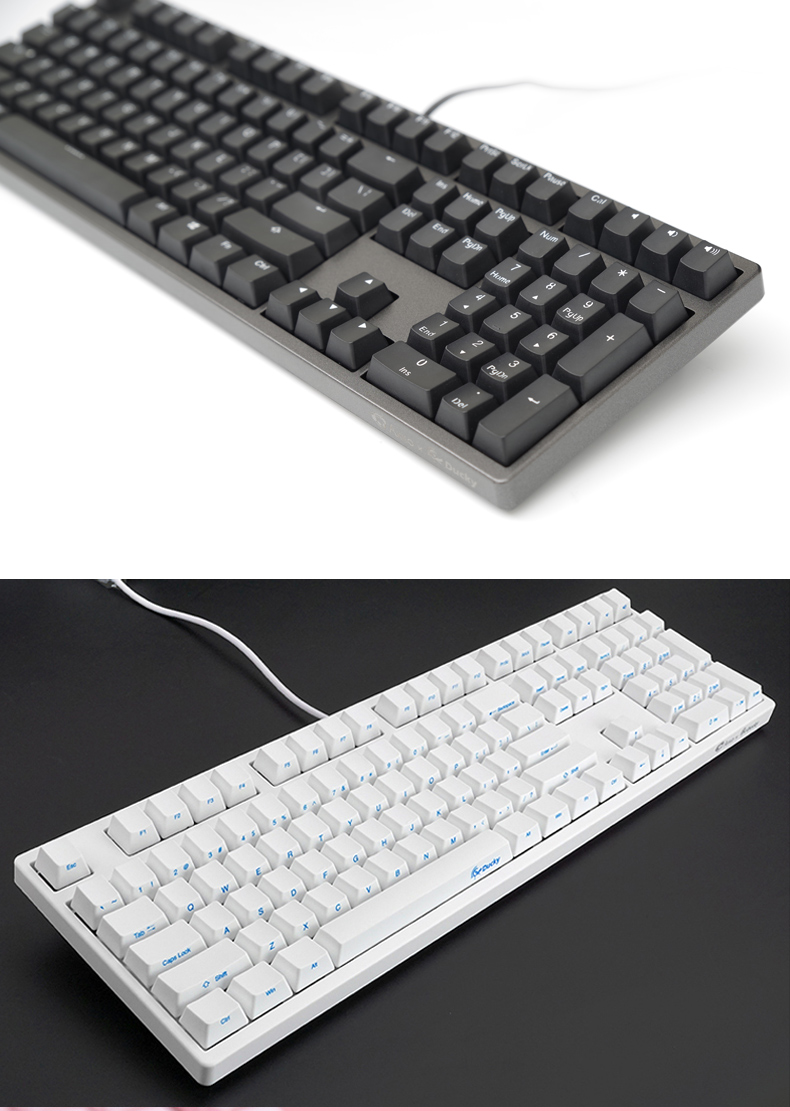 a艾酷akkoxducky3108侧刻游戏白色机械键盘cherry轴樱桃轴青轴黑轴