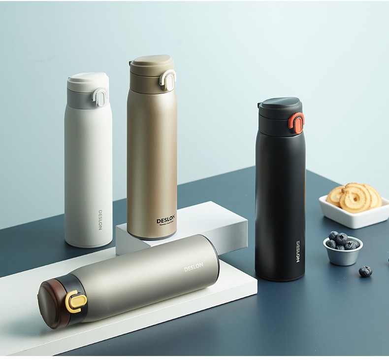 德世朗deslon保温杯316不锈钢车载男女办公商务泡茶真空杯子银色480ml