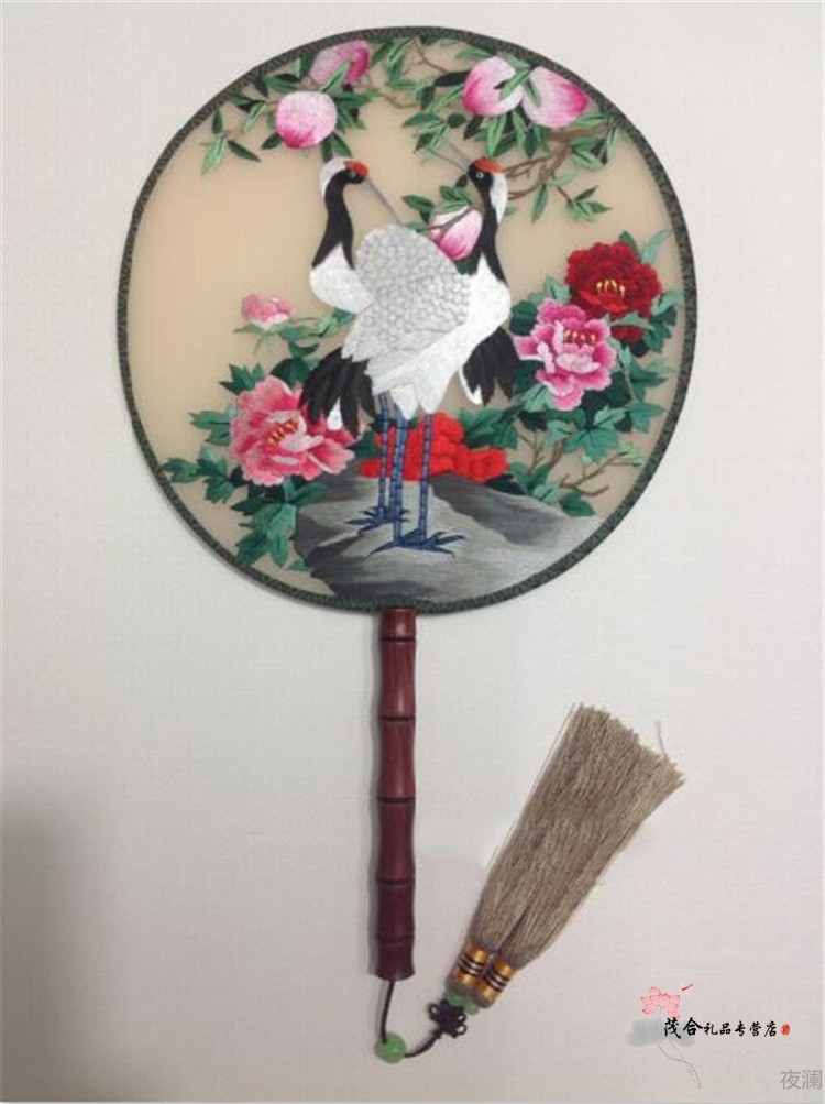 苏绣手工刺绣宫扇绣花扇子双面绣成品礼品中国风团扇