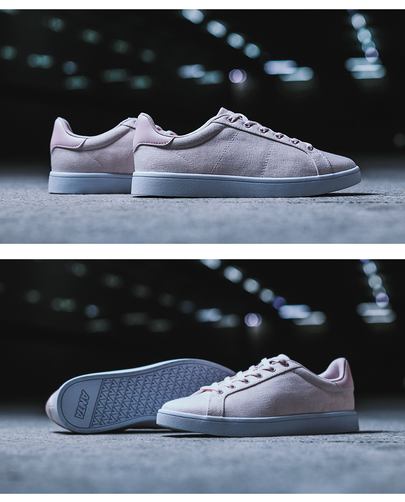 安踏女板鞋休闲鞋2018夏季新款透气帆布鞋低帮耐磨防滑轻便运动鞋