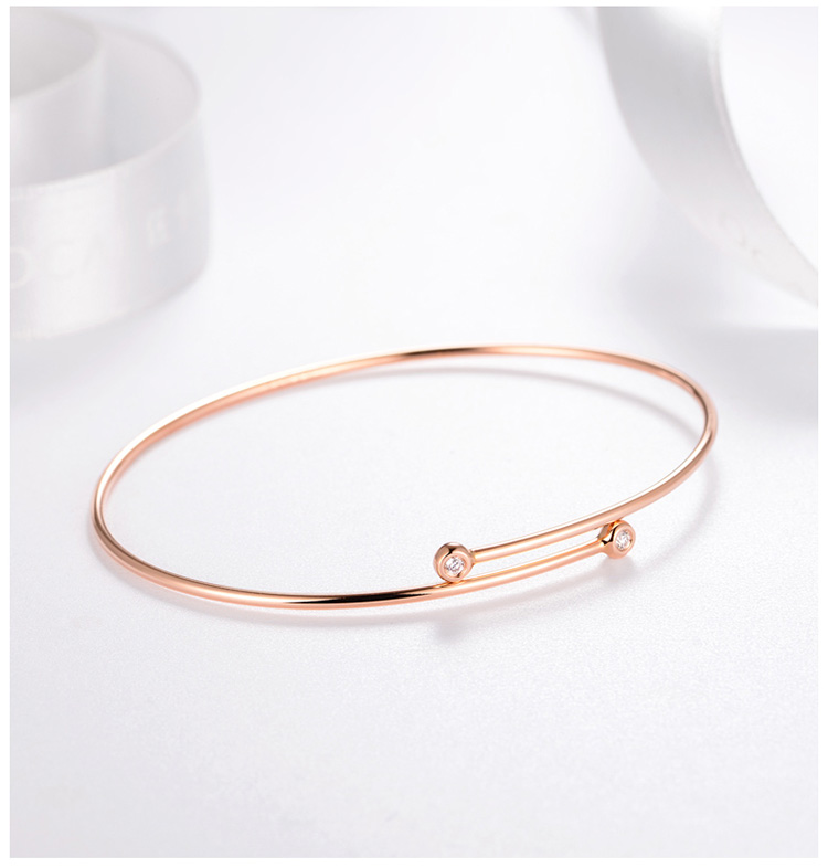 佐卡伊zocai波点玫瑰18k金简约女士钻石手镯开口时尚新款