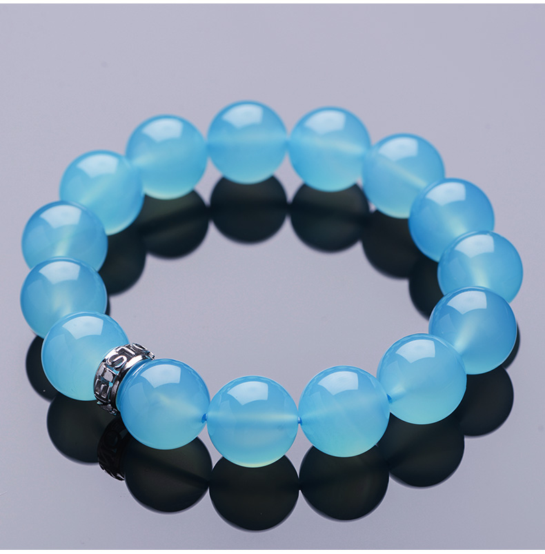 石头记 蓝玉髓手链手串单圈女时尚情侣款手链男士手串 情人节