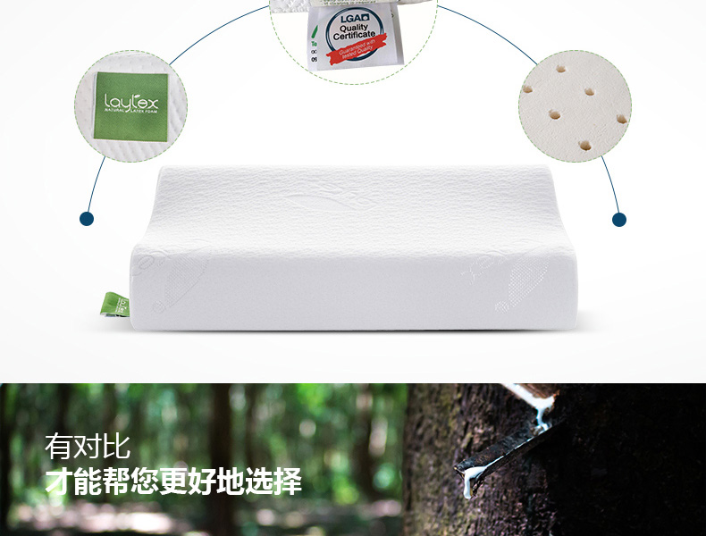 乐泰思（Laytex）枕芯 护颈枕 TPXA 泰国天然乳胶枕头 护颈枕头 7/9*38*62CM 白色