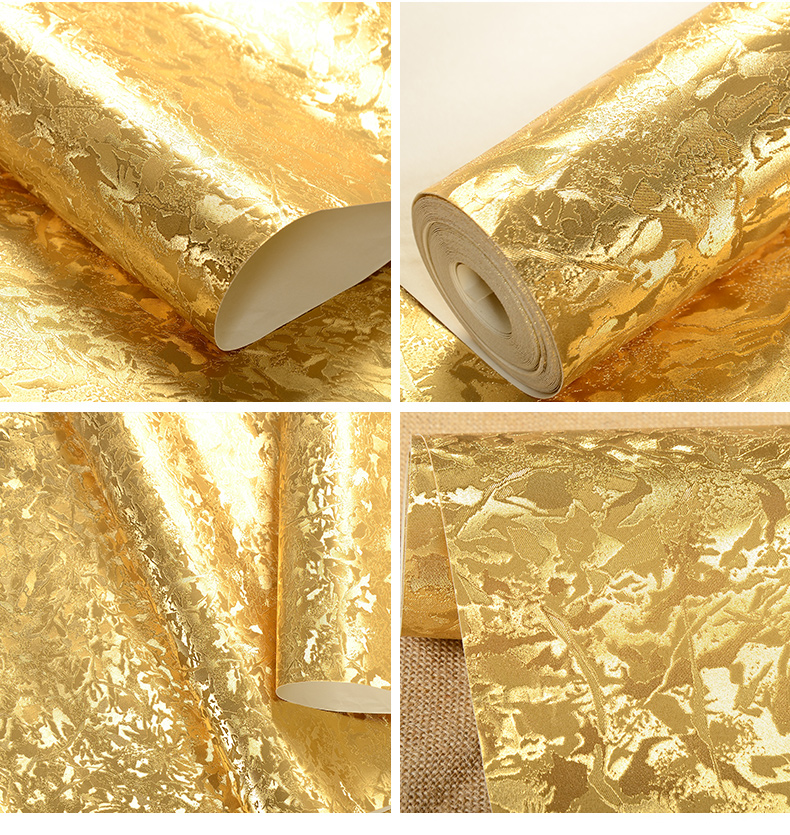 墙布 金箔壁纸 吊顶玄关ktv会所酒店工装家装客厅背景墙 金色墙纸壹德