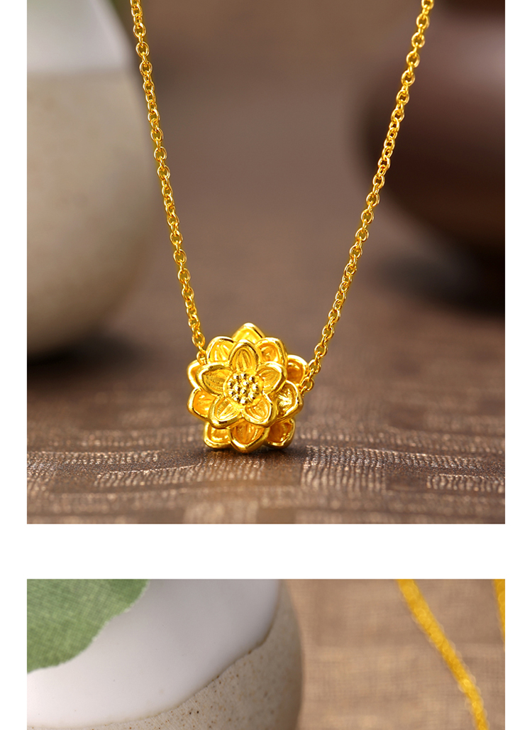 金利福珠宝金利福3d硬足金999莲花吊坠女款黄金本命年转运珠gc86