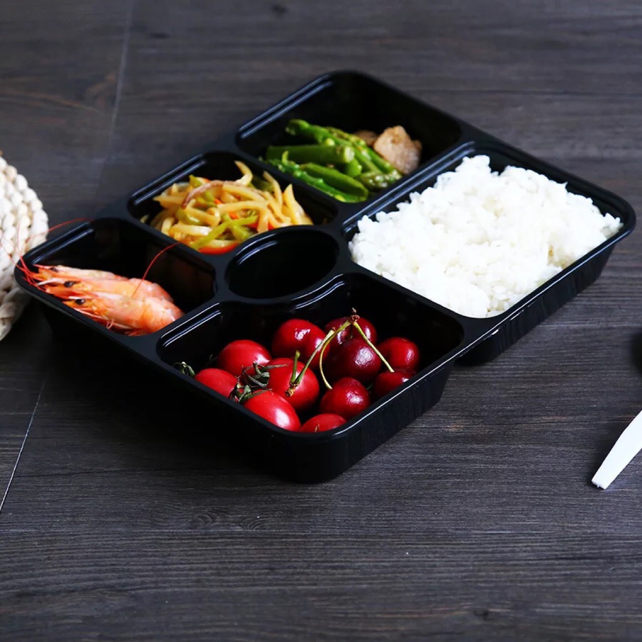 一次性六格塑料套餐盒打包盒便当盒150只箱