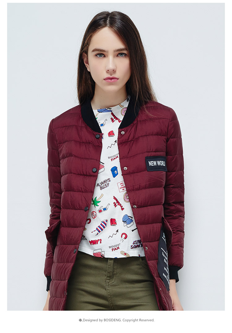 波司登秋轻薄羽绒直筒女士长款羽绒服b1601048