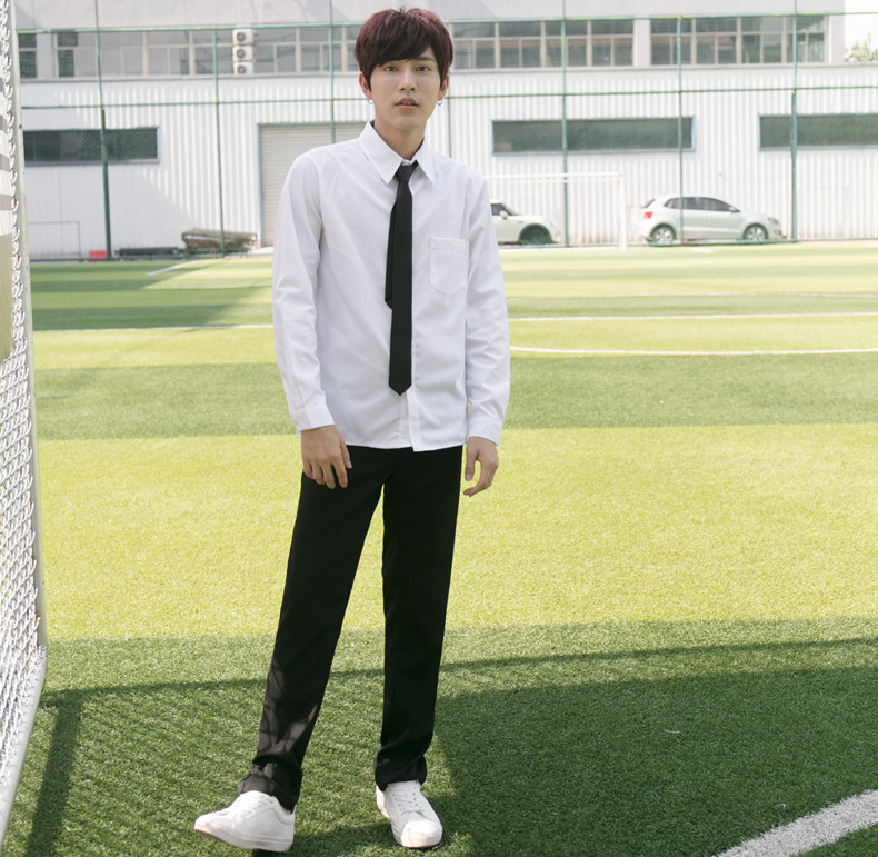 学生日系班服校服jk制服男白衬衫长袖黑裤水手服制服学院风套装