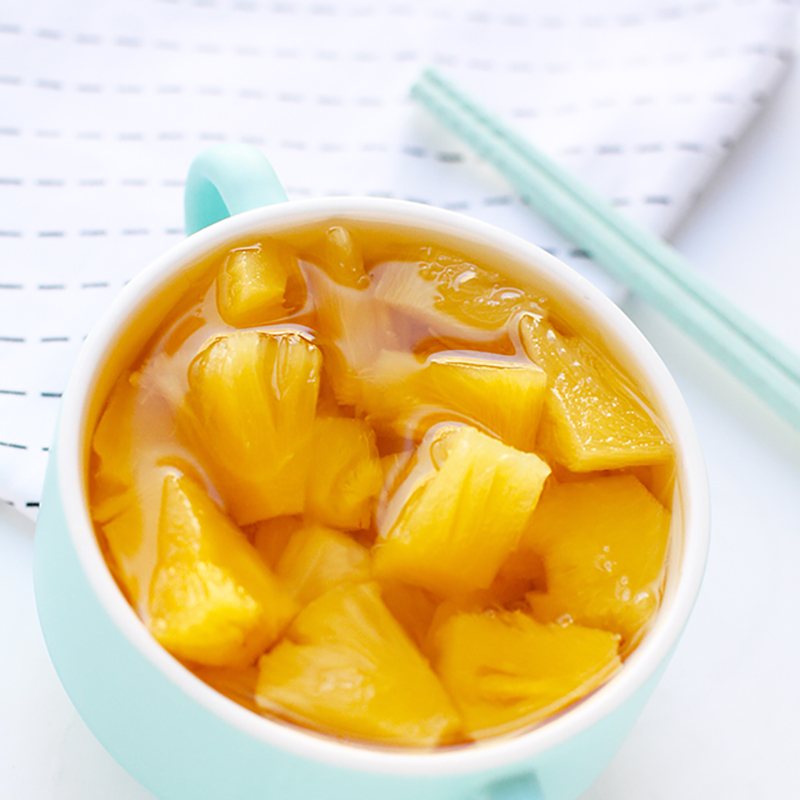 林家铺子糖水菠萝罐头冰糖水果汁休闲办公零食425gx1罐送叉子 包邮