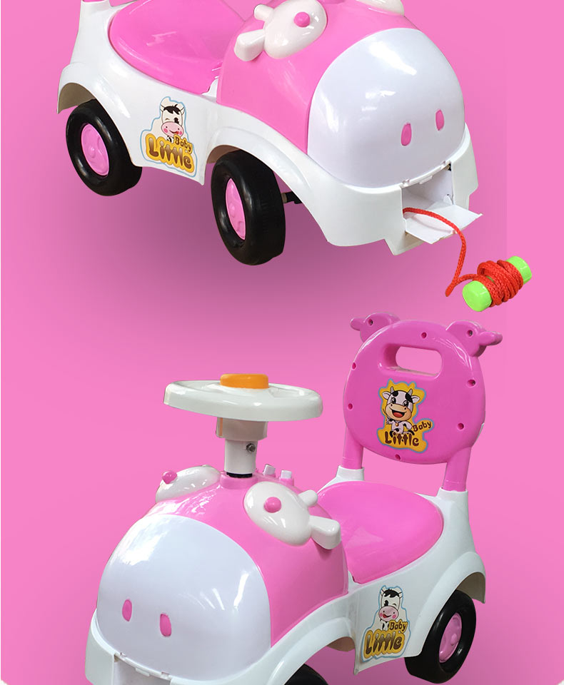 百邦卡通新款儿童带音乐扭扭车可爱牛溜溜车防后倒带音乐滑行车