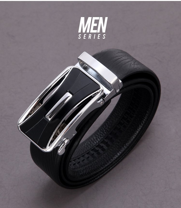 贝尔beier2018新品头层牛皮无缝拼接自动扣皮带男式真皮腰带