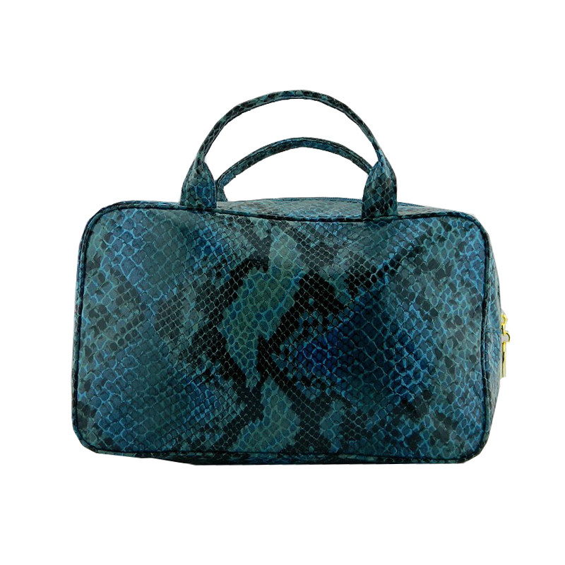 雅诗兰黛(estee lauder)化妆包 雅诗兰黛兰黛蛇皮纹蓝花纹大化妆包带