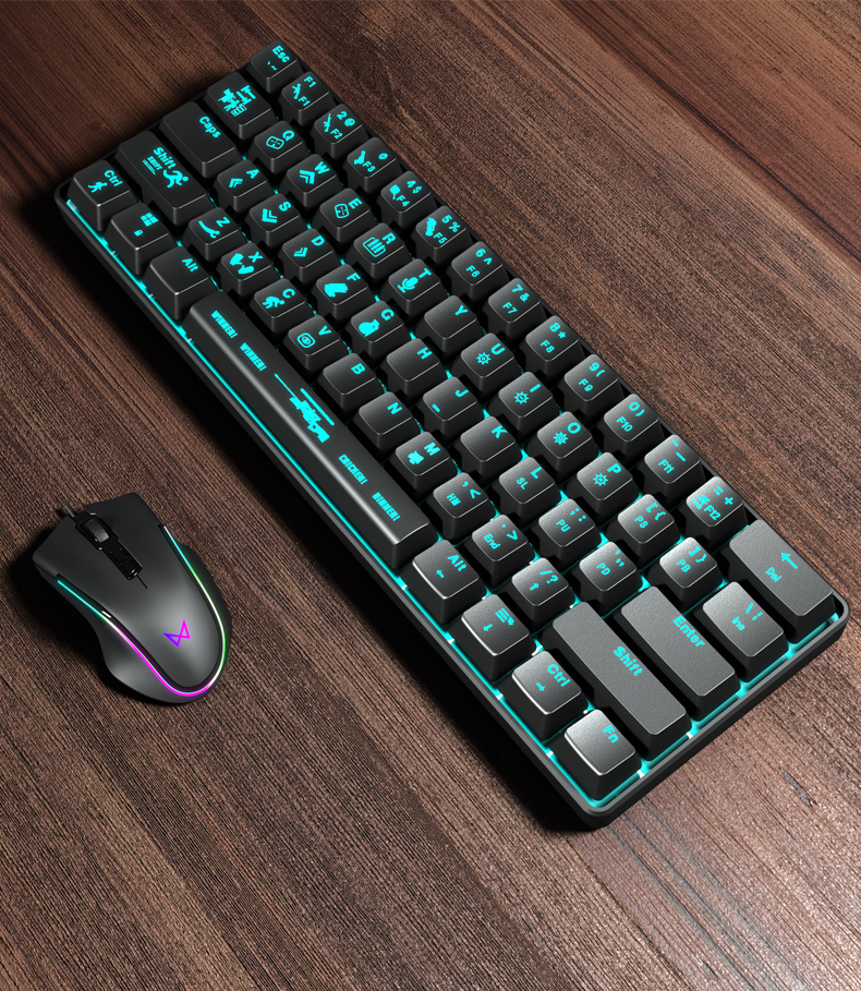 麦本本maibenben61键有线青轴机械键盘刺激战场吃鸡酷炫游戏机械键盘