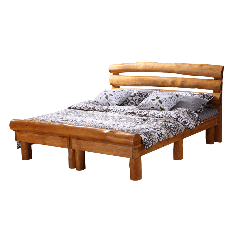 淮木 乡村田园实木大床 柏木床加固榻榻米原木罗汉床 原生态家具 1.