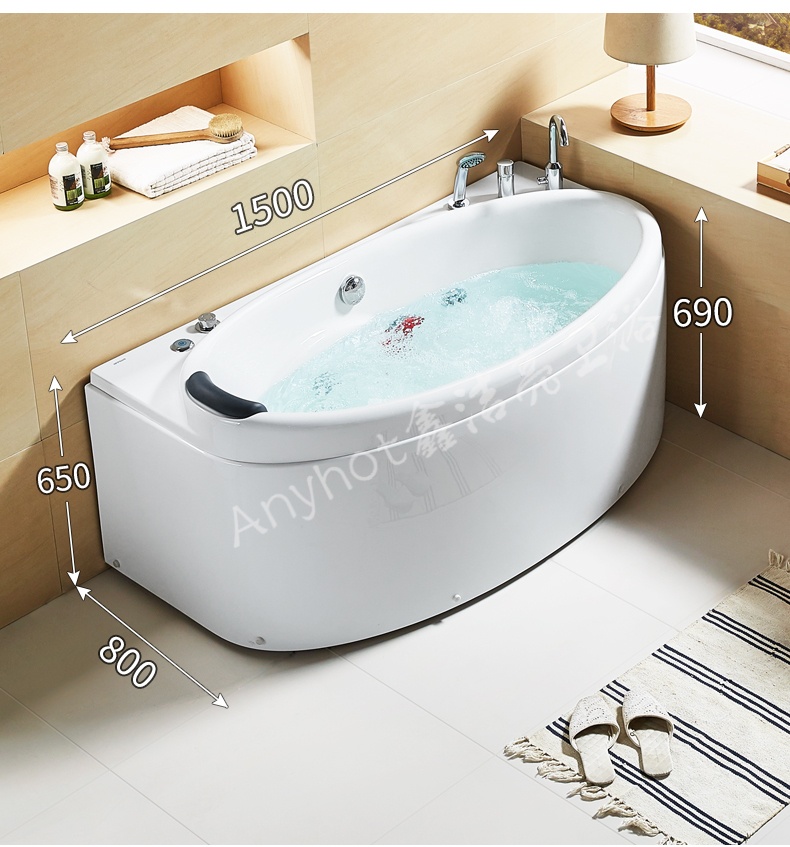 卫浴anc023q按摩浴缸亚克力材质浴缸送五件套双裙套装15米按摩浴缸右