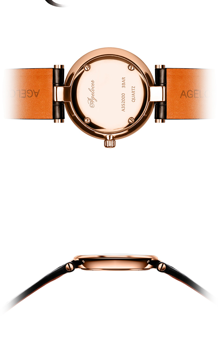 agelocer艾戈勒手表 女士瑞士品牌石英表 女士轻巧商务休闲皮革手表