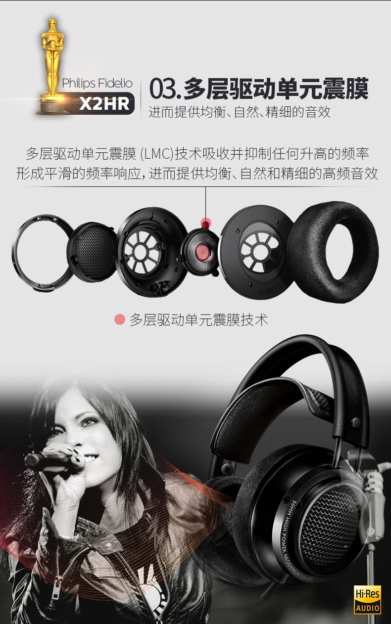 philips/飞利浦 x2hr 监听发烧头戴式hifi耳机高解析立体声耳麦