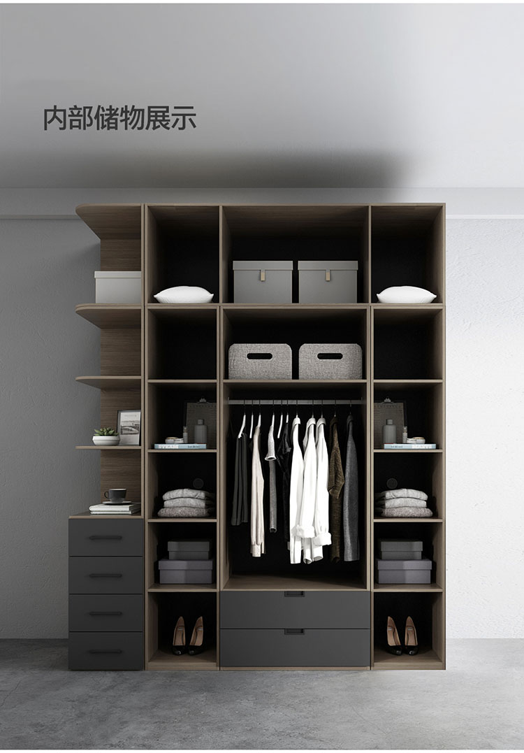 鑫金虎北欧衣柜现代简约四门组装家用卧室经济型移门滑门组合衣橱