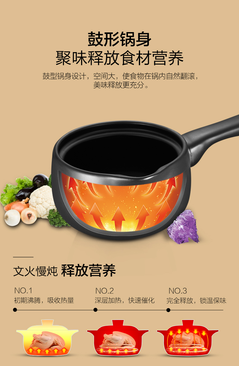 爱仕达asd砂锅陶瓷煲浅汤煲汤锅奶锅奶煲16l明火专用rxc16c2wg