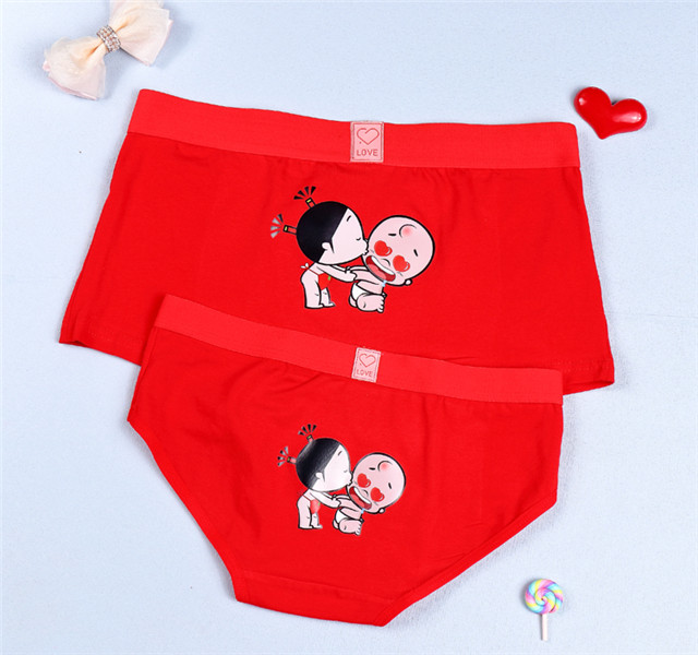 薇姬桑妮情侣内裤卡通本命年红色小破孩偷看性感可爱男女士大红学生