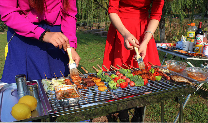 欧伦萨户外装备野餐烧烤烧烤架子工具户外聚餐烧烤架加厚不锈钢大号