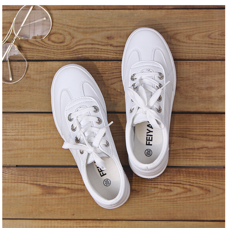 飞耀帆布鞋女2018春季新款松糕厚底小白鞋女韩版百搭休闲运动板鞋
