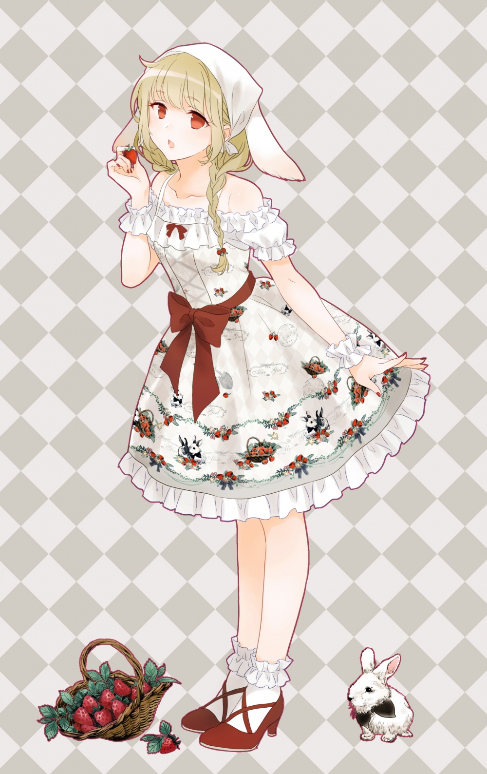 828新款圈圈美衣原创夏季新款草莓兔子连衣裙定制款