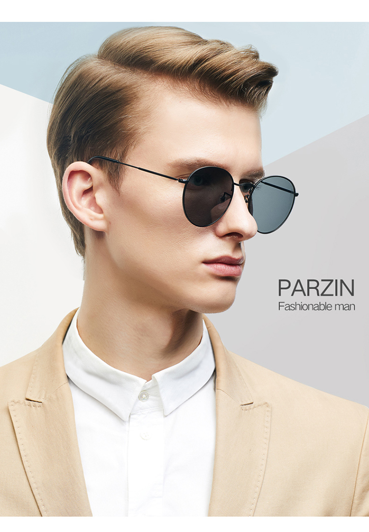 帕森(parzin)2019新品 偏光太阳镜 女士复古金属圆框眼镜 潮墨镜驾驶