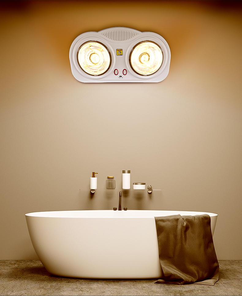 雷士照明nvc浴霸白色壁挂式灯暖壁挂机两灯型浴霸升级漏保款