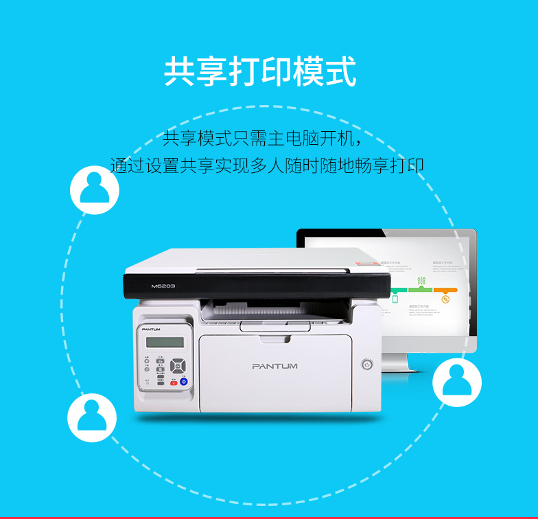 奔图(PANTUM) M6203 黑白激光打印机 复印机 扫描机 一体机 （打印复印扫描）多功能打印机
